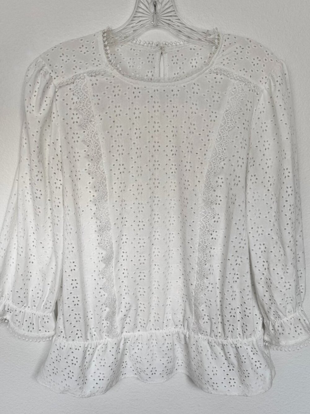 Like New ASOS White Eyelet Top Size M